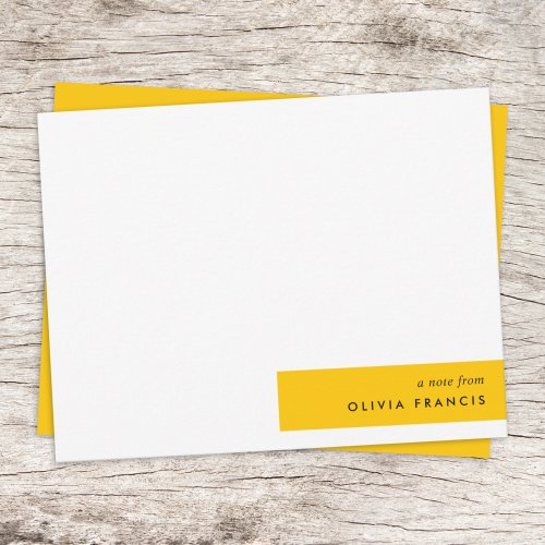 Trendy Bold Mustard Yellow Minimal Simple Note Card