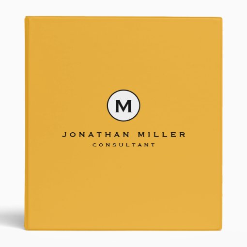 Trendy Bold Mustard Yellow Monogram 3 Ring Binder Zazzle