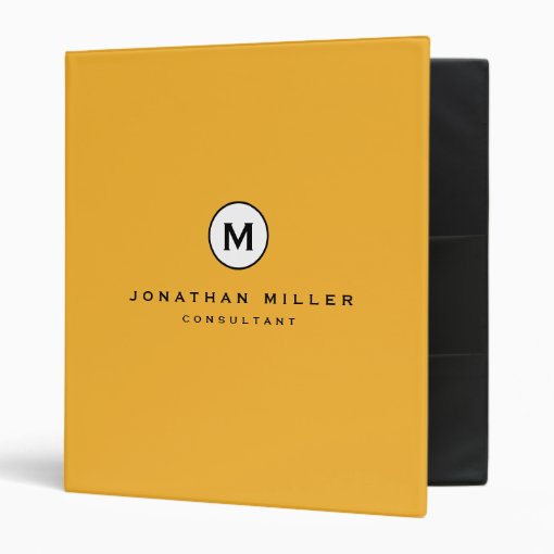 Trendy Bold Mustard Yellow Monogram 3 Ring Binder Zazzle