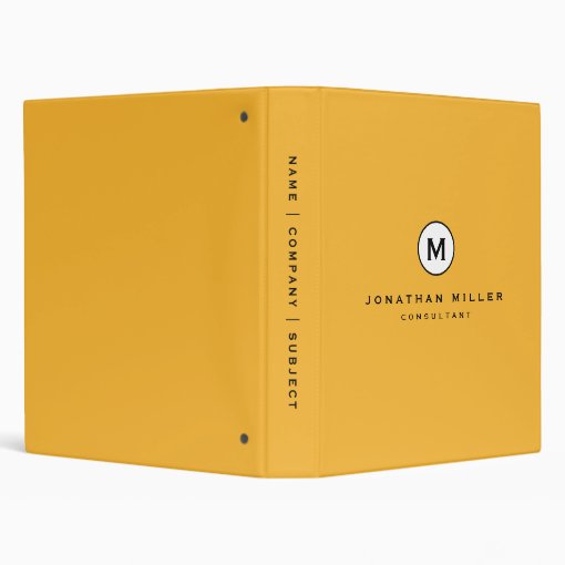 Trendy Bold Mustard Yellow Monogram 3 Ring Binder Zazzle