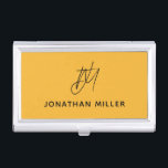 Trendy Bold Mustard Yellow Monogram Business Card Case<br><div class="desc">Keep your business cards organized and stylish with this trendy bold mustard yellow business card case. The design features a monogram in black, adding a personal touch to your professional look. This case is perfect for carrying in your bag or briefcase, and makes a great gift for colleagues and clients....</div>