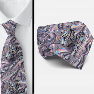 Trendy & Bold   Opal Leopard Print Neck Tie