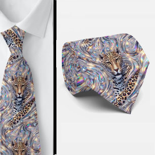 Trendy & Bold   Opal Leopard Print Neck Tie