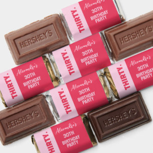 Trendy Bold Pink and Red Girly 30th Birthday Hershey's Miniatures