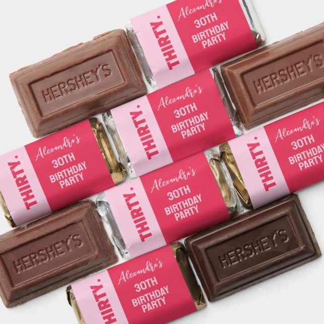 Trendy Bold Pink and Red Girly 30th Birthday Hershey's Miniatures (Assorted)