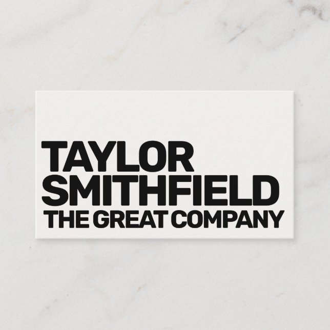 Trendy Bold Type Modern Business Card (Front)
