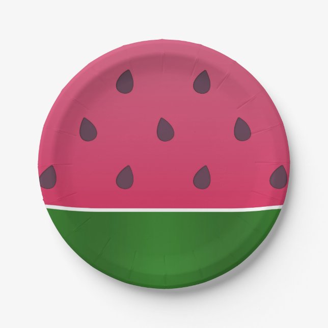 Trendy Bold Watermelon Graphic Paper Plates (Front)