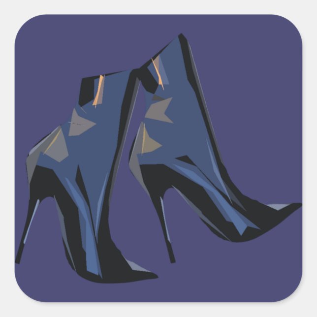 Trendy Boot Art Square Sticker (Front)