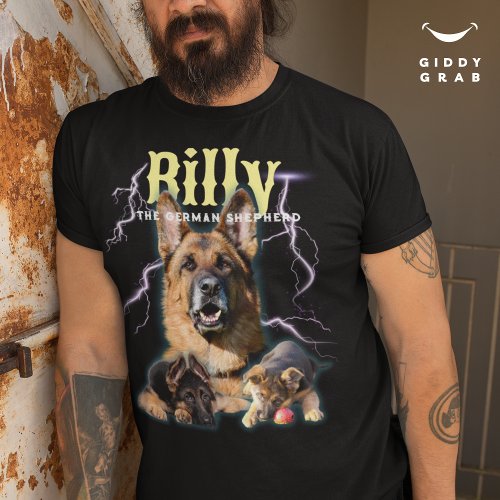 Trendy Bootleg Personalized Dog Photo 90s T_Shirt