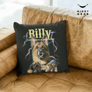 Trendy Bootleg Personalized Dog Photo 90s Throw Pillow