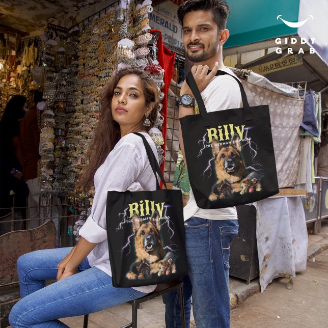 Trendy Bootleg Personalized Dog Photo 90s Tote Bag (Creator Uploaded)