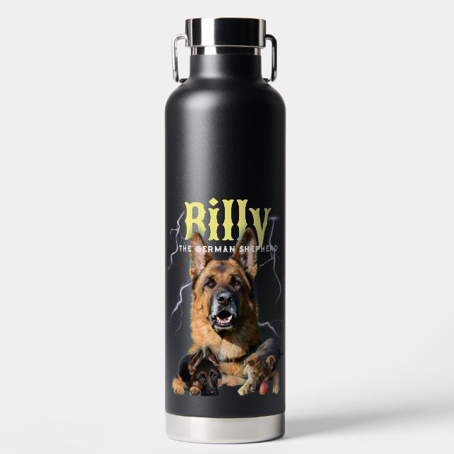 Trendy Bootleg Personalized Dog Photo 90s Water Bottle (Front)