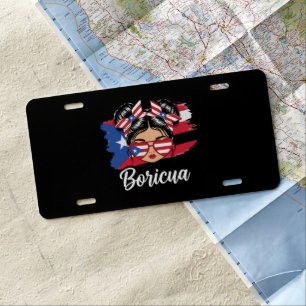 Trendy Boricua Girl Puerto Rico Flag License Plate
