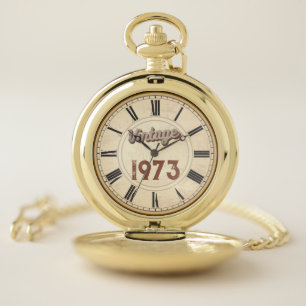 TRENDY BORN VINTAGE 1973 ROMAN NUMERALS  POCKET WATCH