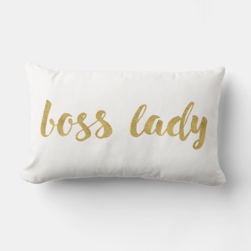 Trendy Boss Lady In Gold Decorative Script Lumbar Pillow