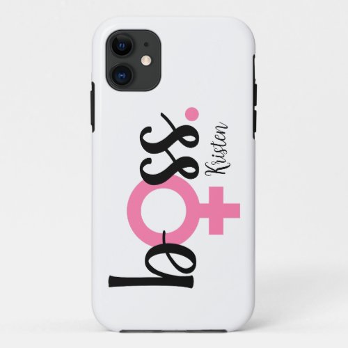 Trendy Boss Lady Modern Script Typography iPhone 11 Case