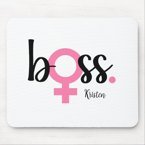 Trendy Boss Lady Modern Script Typography Office Mouse Pad