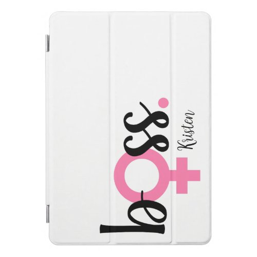 Trendy Boss Lady Modern Typography Black Pink iPad Pro Cover