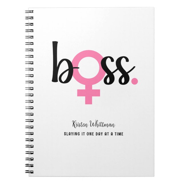 Trendy Boss Lady Modern Typography Notebook (Front)