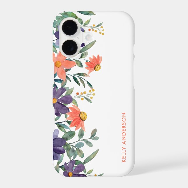 Trendy Botanical Foliage Pattern Monogrammed Decal Iphone Case (Back)