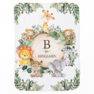 Trendy Botanical Greenery Safari Animals Baby Blanket Trendy Botanical Greenery Safari Animals Baby Blanket