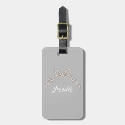 Trendy bow luggage tag  editable background