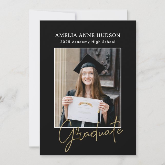 Trendy Bow Ribbon 2025 Graduate Photo Graduation Invitation (Front)