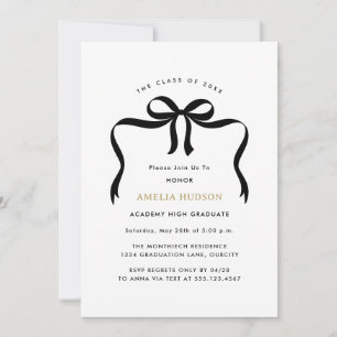 Trendy Bow Ribbon Graduate Photo Graduation Party Invitation