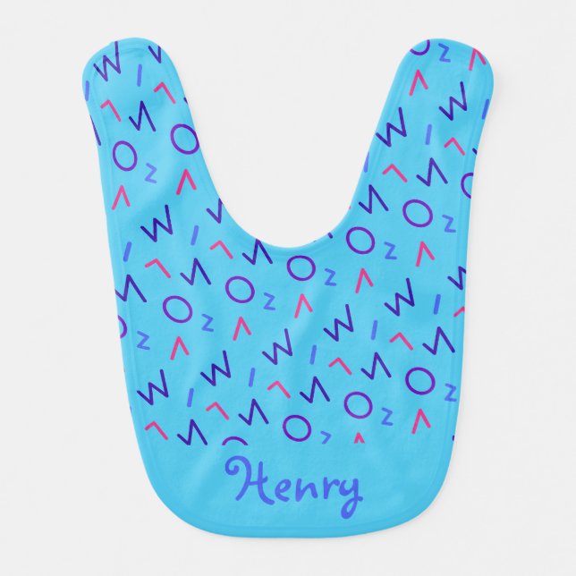 Trendy Boy Baby  Personalized Baby Bib (Front)