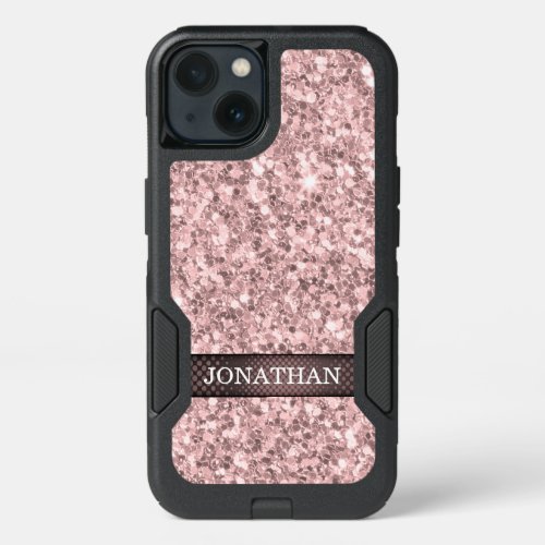 Trendy Brandy Rose Glitter Pattern iPhone 13 Case