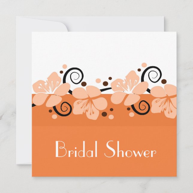 Trendy Bridal Shower Invite -  Orange Flowers (Front)
