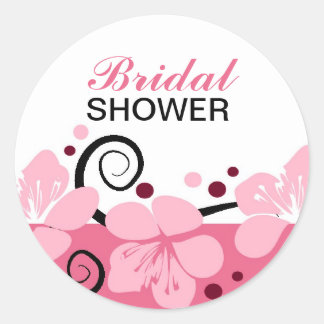 Trendy Bridal Shower Pink Flowers Sticker