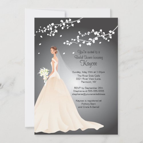 Trendy Bride Black &amp; Grey Bridal Shower Invite