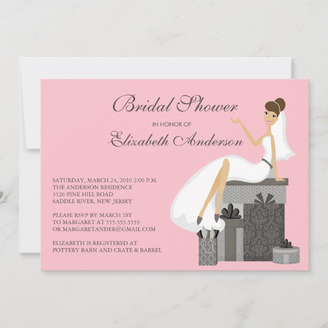 Trendy Bride Bridal Shower Invitation Peach Pink (Front)