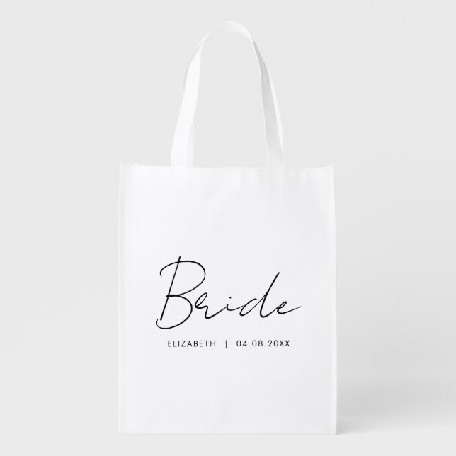 Trendy Bride Gifts Elegant Template Shopping Grocery Bag (Front)