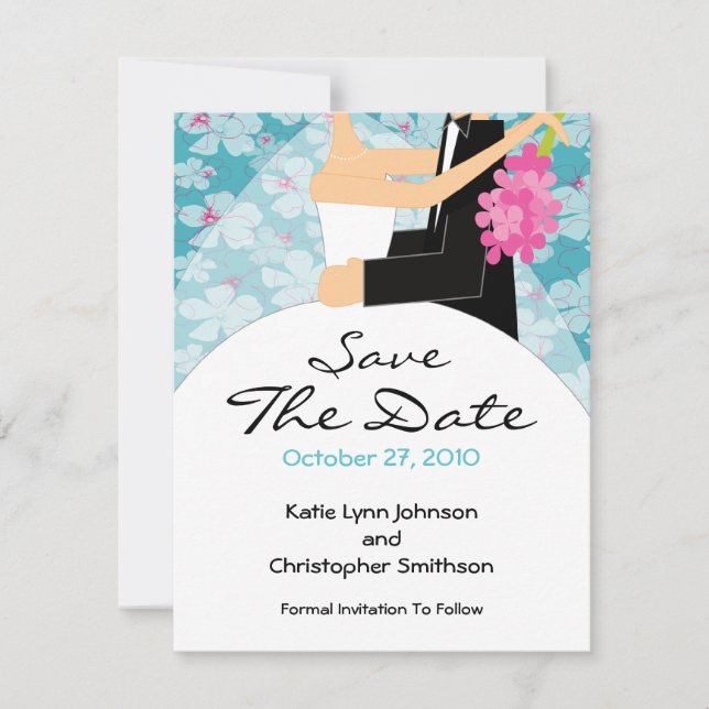 Trendy Bride & Groom Save The Date Invitation (Front)