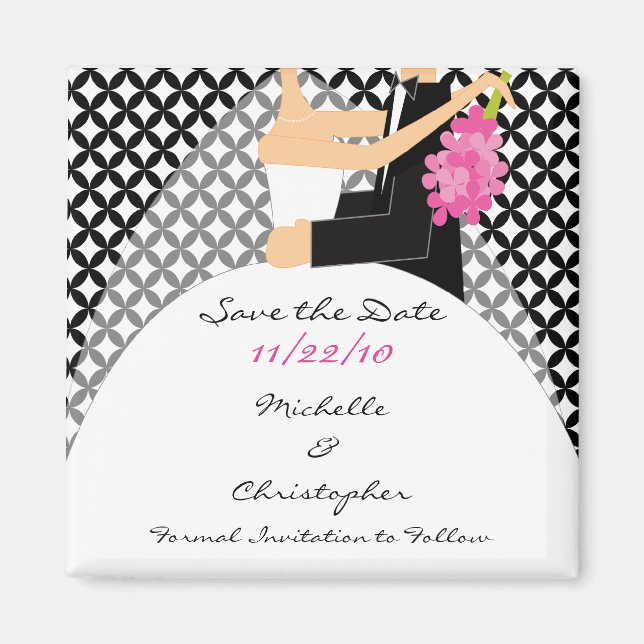 Trendy Bride & Groom Save The Date Magnet (Front)