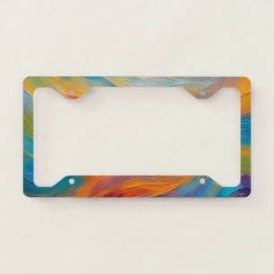 Trendy Bright Abstract Blue yellow Pattern License Plate Frame