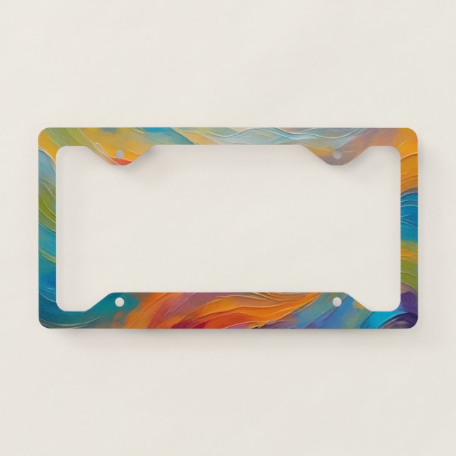 Trendy Bright Abstract Blue yellow Pattern   License Plate Frame (Front)