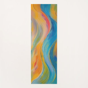 Trendy Bright Abstract Blue yellow Pattern Yoga Mat