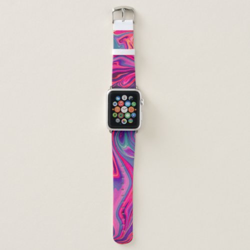 Trendy Bright Blue Pink Green Abstract Pattern Apple Watch Band
