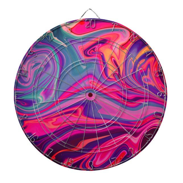 Trendy Bright Blue Pink Green Abstract Pattern Dart Board (Front)
