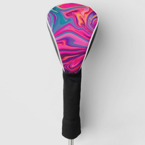 Trendy Bright Blue Pink Green Abstract Pattern Golf Head Cover