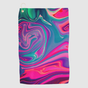 Trendy Bright Blue Pink Green Abstract Pattern Golf Towel