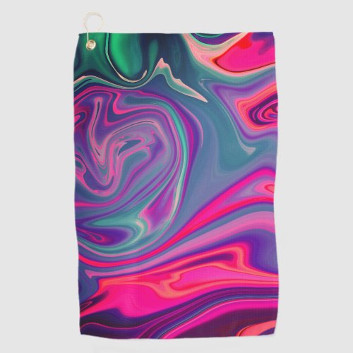Trendy Bright Blue Pink Green Abstract Pattern Golf Towel