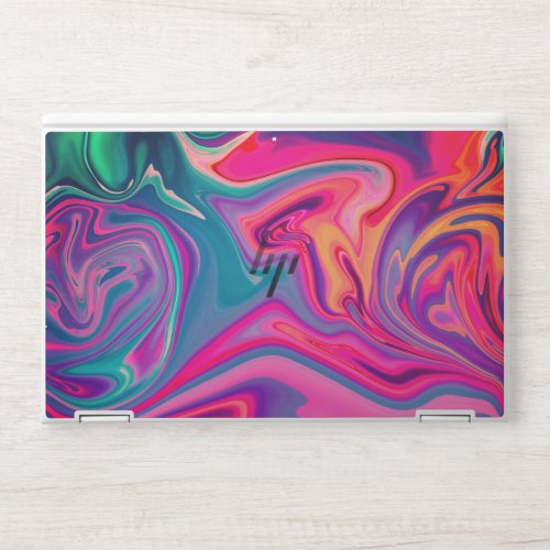 Trendy Bright Blue Pink Green Abstract Pattern HP Laptop Skin