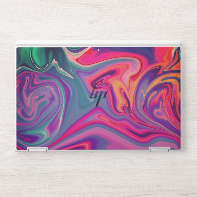 Trendy Bright Blue Pink Green Abstract Pattern HP Laptop Skin (Front)