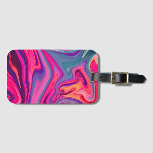 Trendy Bright Blue Pink Green Abstract Pattern Luggage Tag
