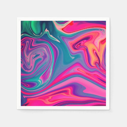 Trendy Bright Blue Pink Green Abstract Pattern Napkins