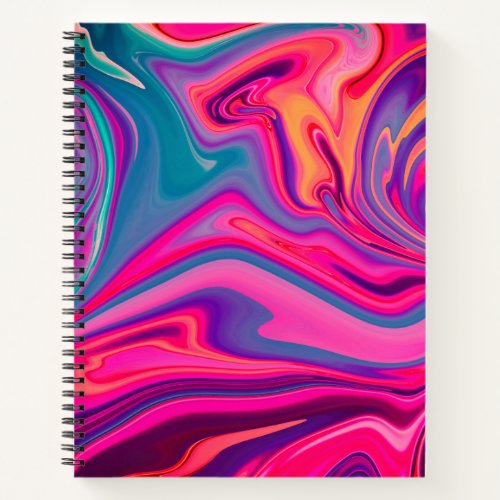 Trendy Bright Blue Pink Green Abstract Pattern Notebook